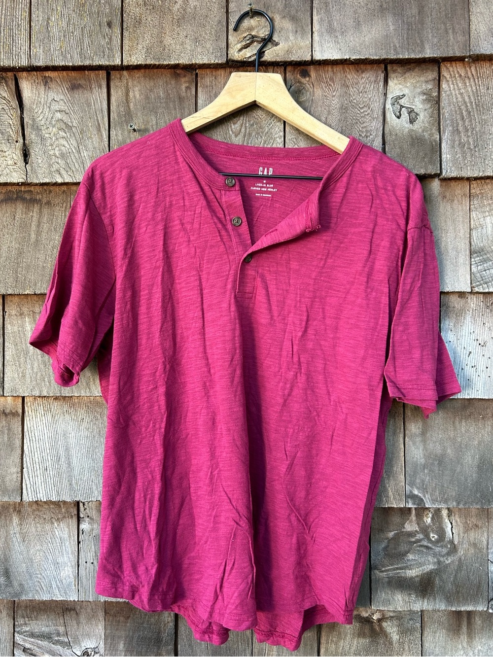 Gap Lived-In Slub Curbed Hem Henley Size M